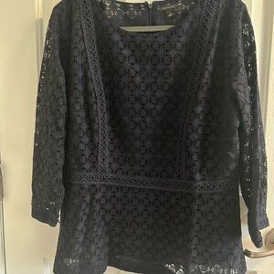 Elegant Navy Lace Women's Top